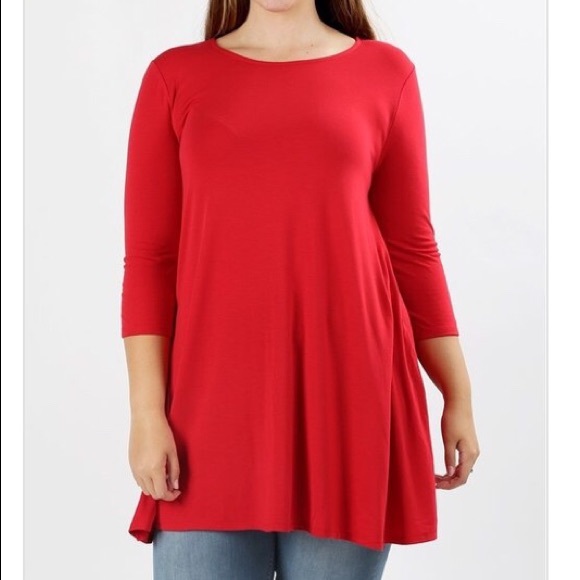 ❗️HOLDING❗️PLUS 3/4 Sleeve Tunic Dress Pockets - Picture 2 of 2